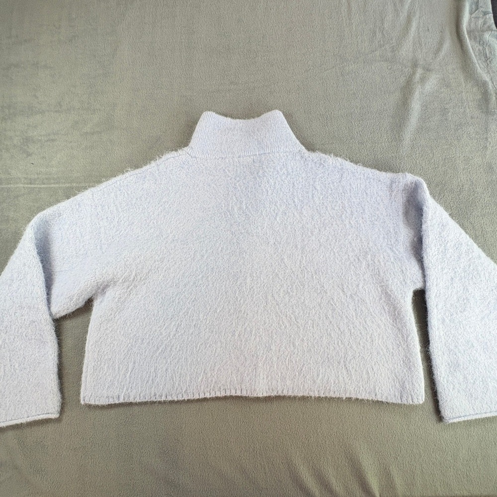 Wild Fable Womens Fuzzy Full Zip Mock Neck Sweater Light Blue XL New - Picture 9 of 9
